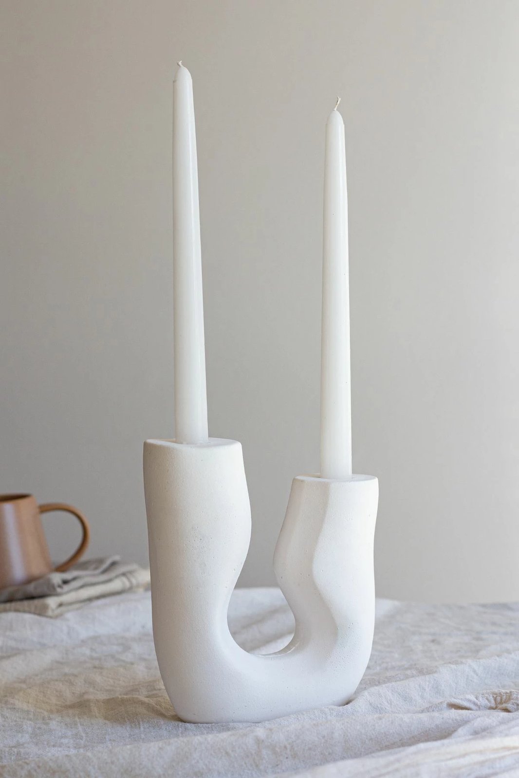 Set kandelabrash asimetrik, 3 copë, ngjyrë e bardhë, Evila Originals