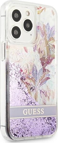 Mbështjellës Guess GUHCP13LLFLSU për iPhone 13/13 Pro 6.1", Flower Liquid Glitter, vjollcë Mbështjellës Guess GUHCP13LLFLSU për iPhone 13/13 Pro 6.1", Flower Liquid Glitter, vjollcë