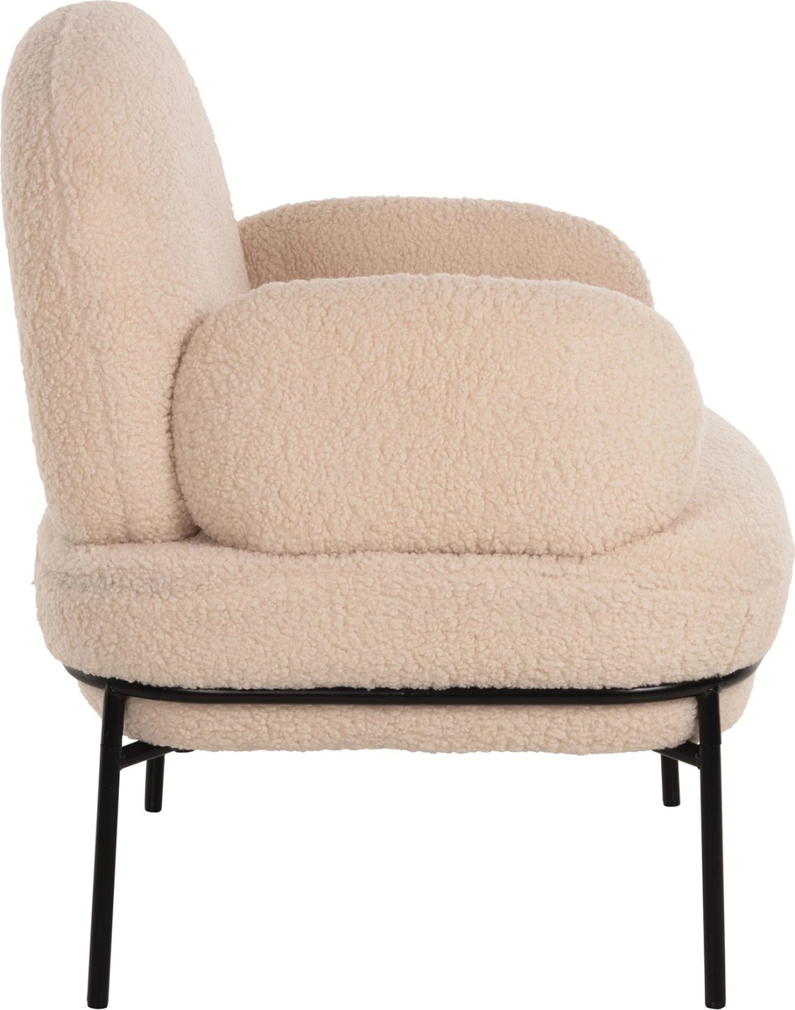 Fotelje AGNES FH9525.20, pëlhurë boucle ecru, këmbë metalike të zeza, 74x71x83H cm.
