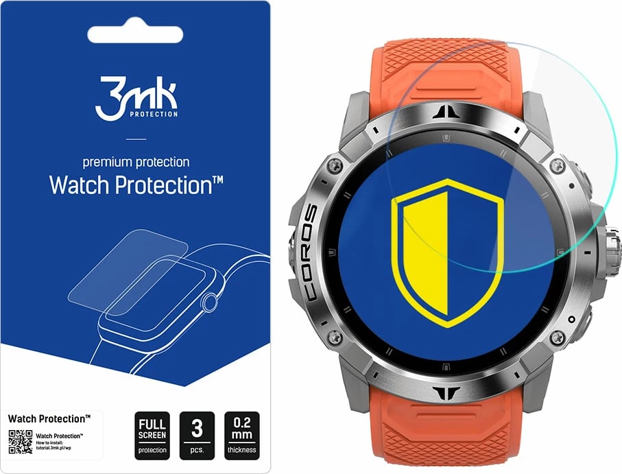 Xham mbrojtës për smartwatch 3mk Protection FlexibleGlass për Coros Vertix 2, set prej 3 copësh