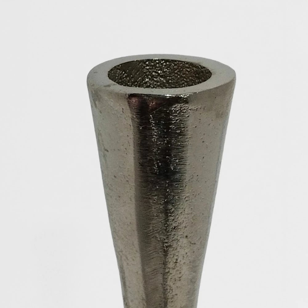 Mbajtëse qirinjsh STELLA, alumin, argjend, 11x11x42 cm