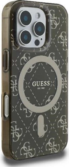 Mbështjellës Guess IML 4G Background MagSafe për iPhone 16 Pro Max, Kafe
