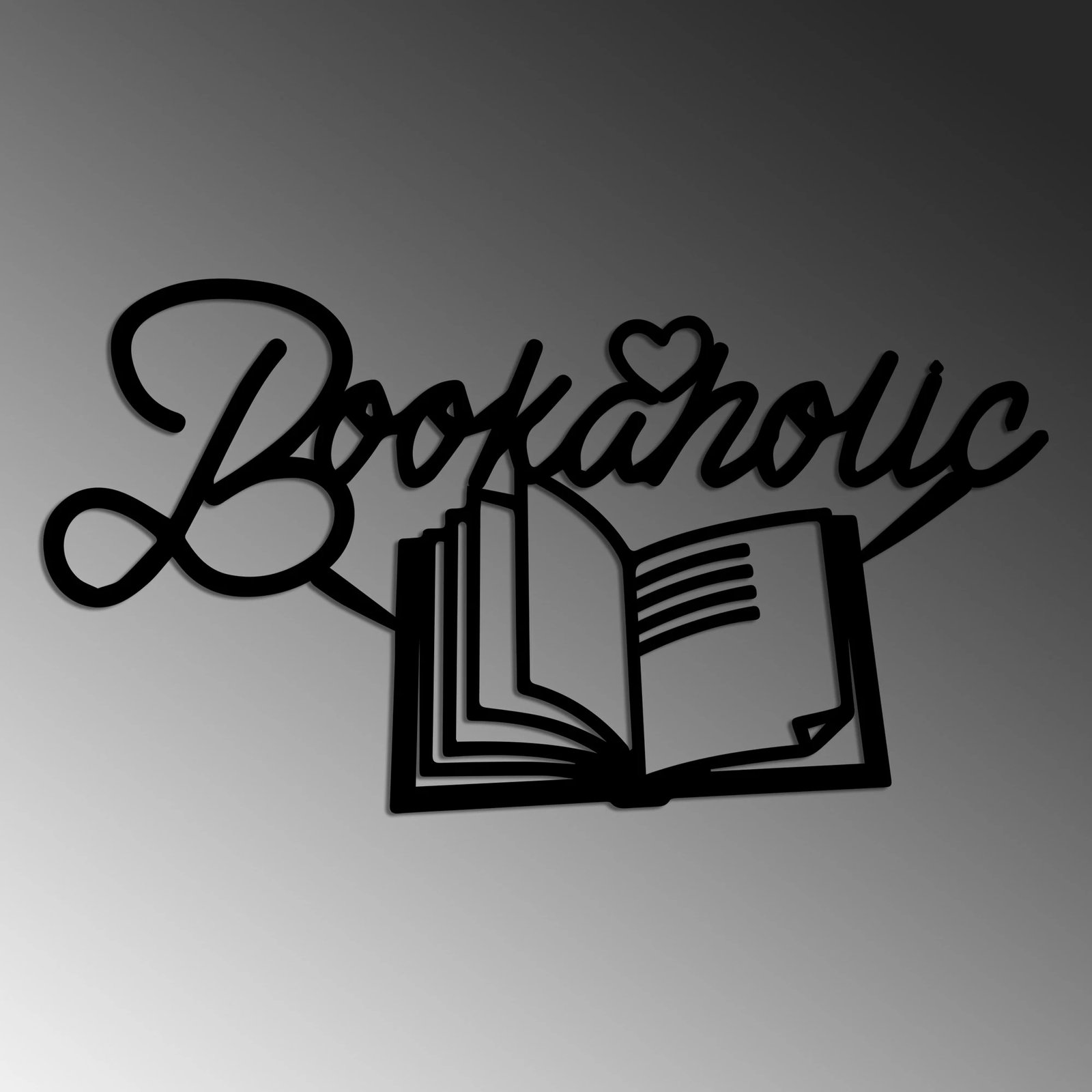 Aksesor dekorativ metalik për mur, Wallity, Book a Holic, ngjyrë e zezë, 58x30cm