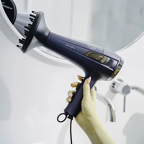 Tharëse flokësh, Adler AD 2273, 2400W, kordoni i tërheqshëm, 2 shpejtësi 3 temperatura, me difuzer dhe koncentrator, vjollcë e errët