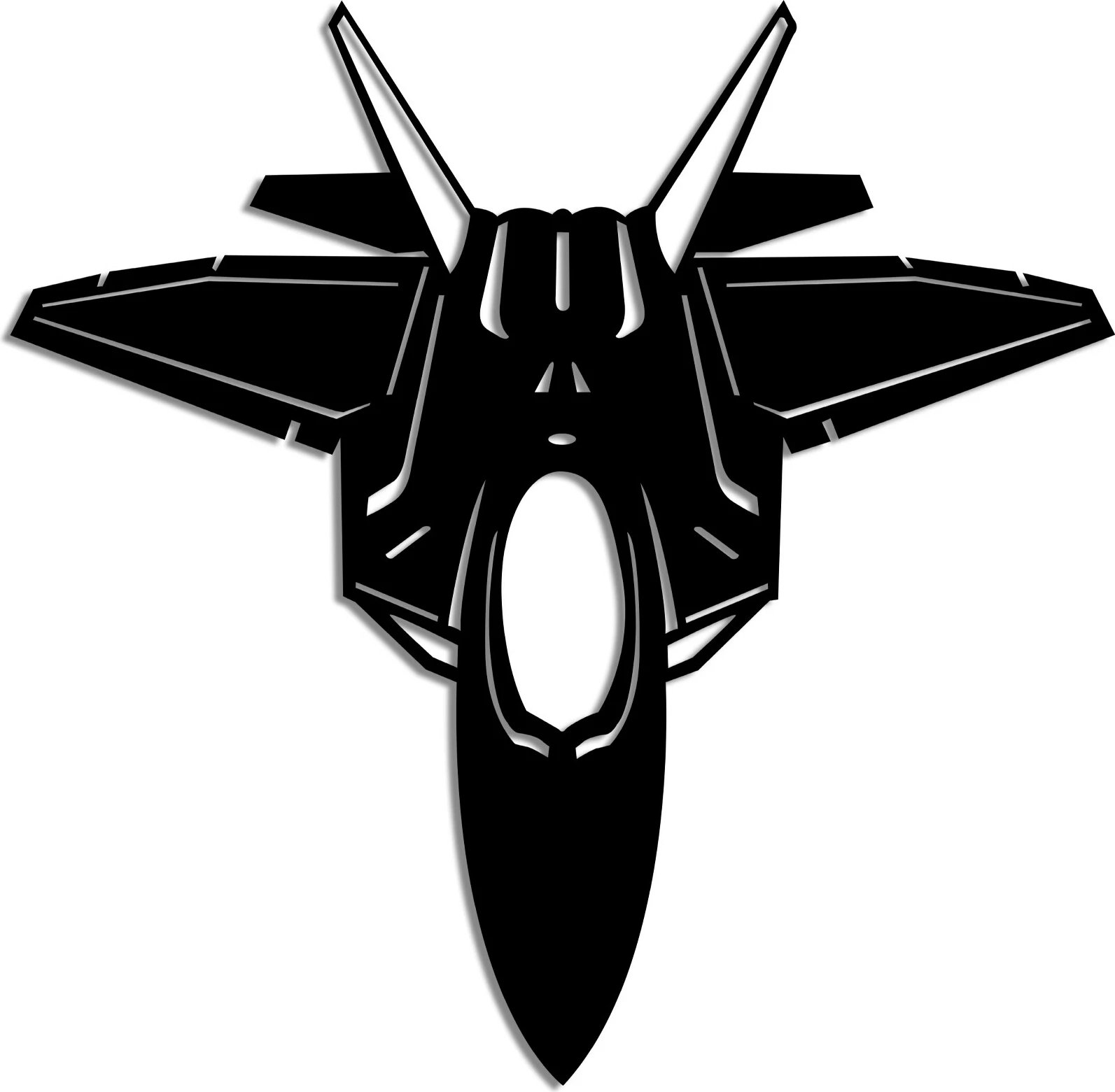 Aksesor dekorativ metalik për mur, Wallity, F-22 RAPTOR, ngjyrë e zezë, 57x56cm