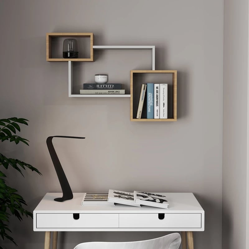 Raft muri Beldra, ngjyrë natyrale-e bardhë, 84x15x57.8cm