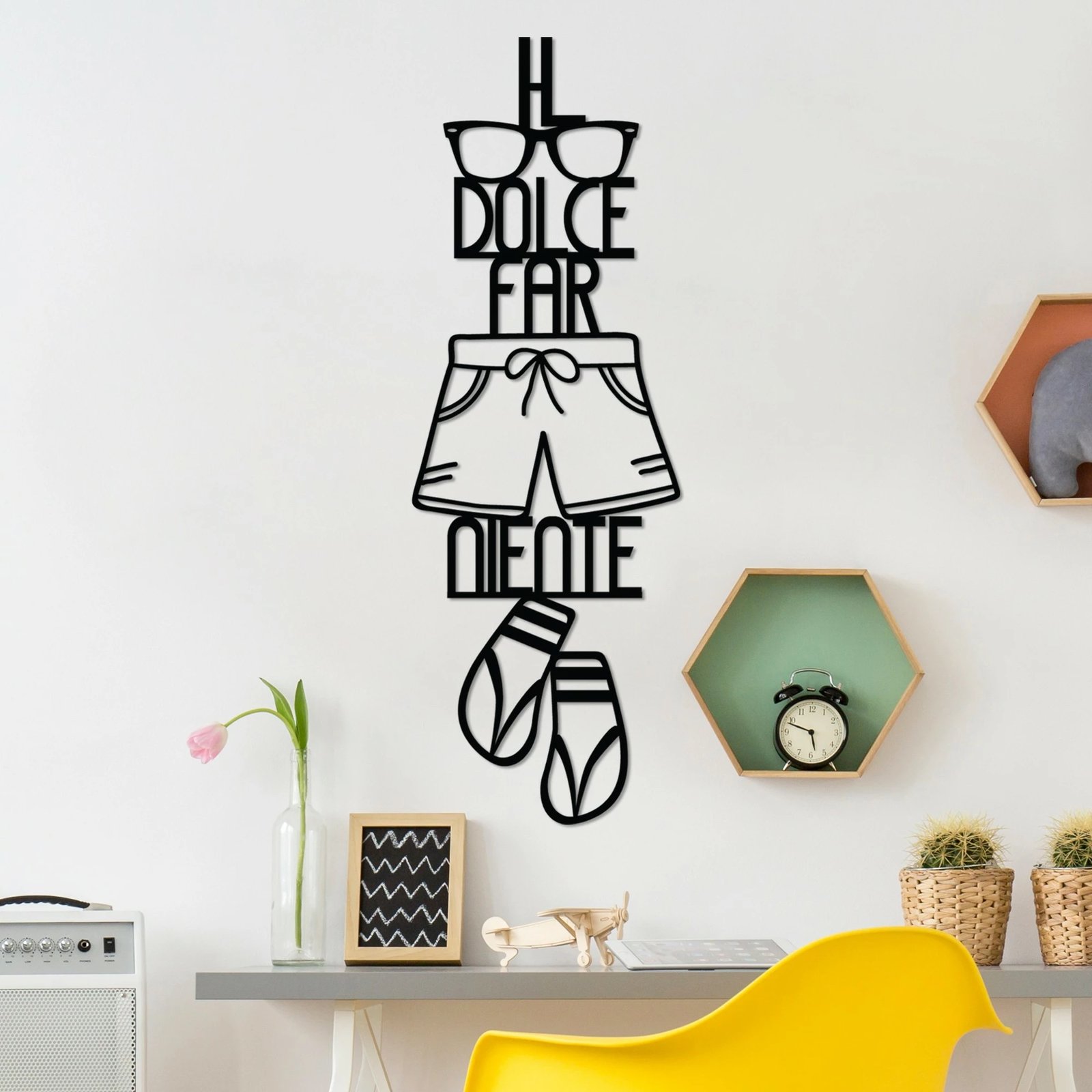 Aksesor dekorativ metalik për mur, Wallity Dolce Far Niente 3, ngjyrë e zezë, 30x85cm