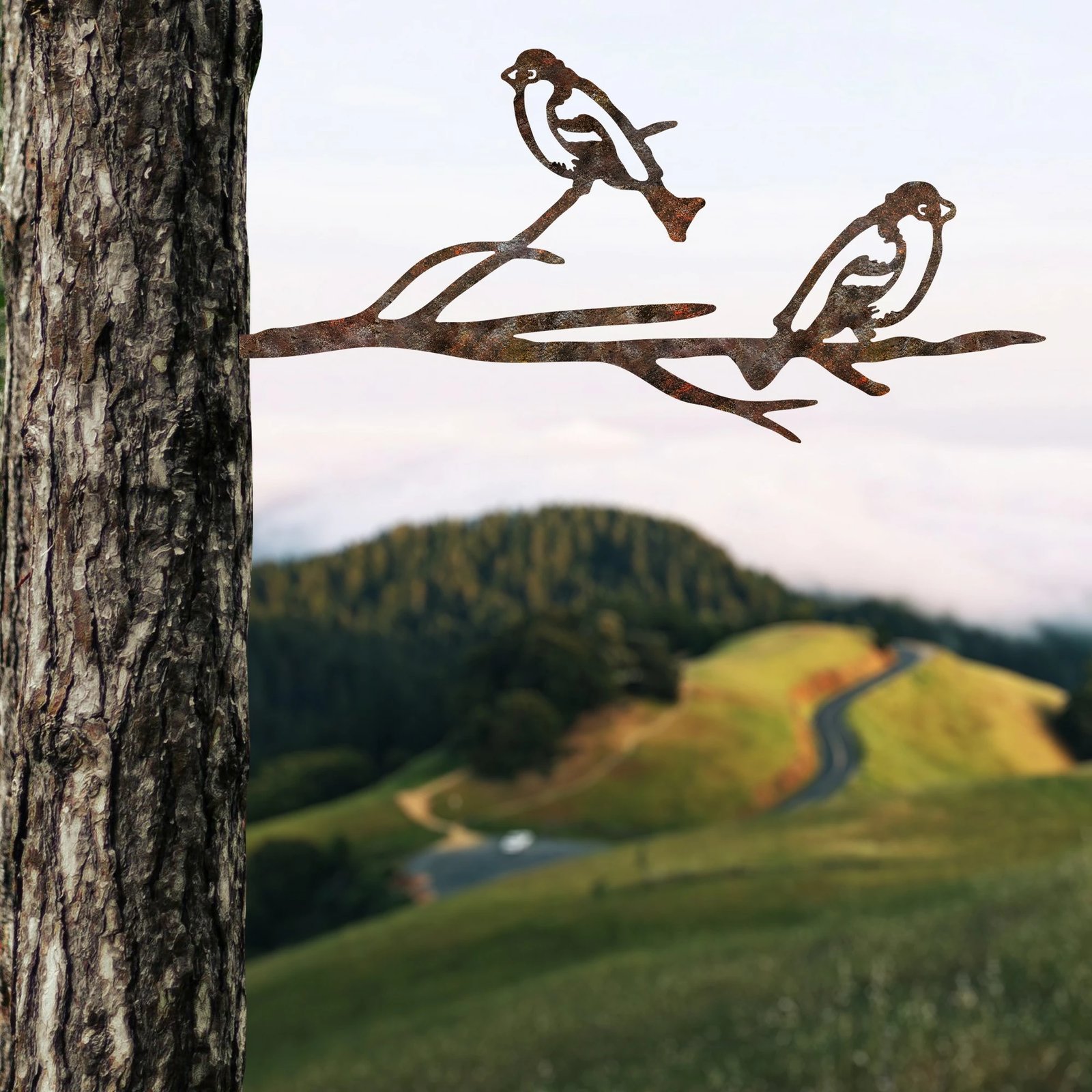 Objekt dekorativ për kopsht, zog në degë, ngjyrë kafe, Aberto Design