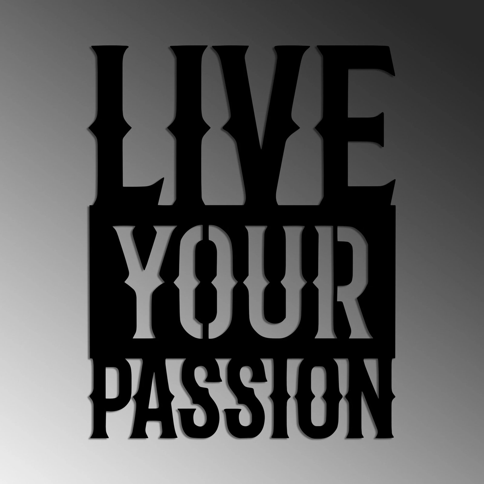 Aksesor dekorativ metalik për mur, Wallity, Live Your Passion, ngjyrë e zezë, 40x51cm