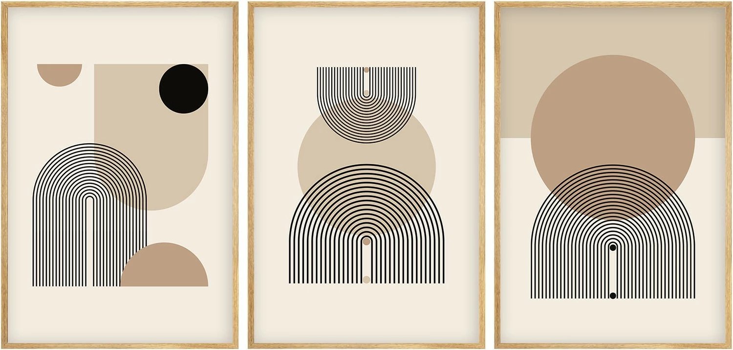 Set pikturash dekorative me kornizë MDF, 3 copë, Wallity, Huhu263, 50x70cm