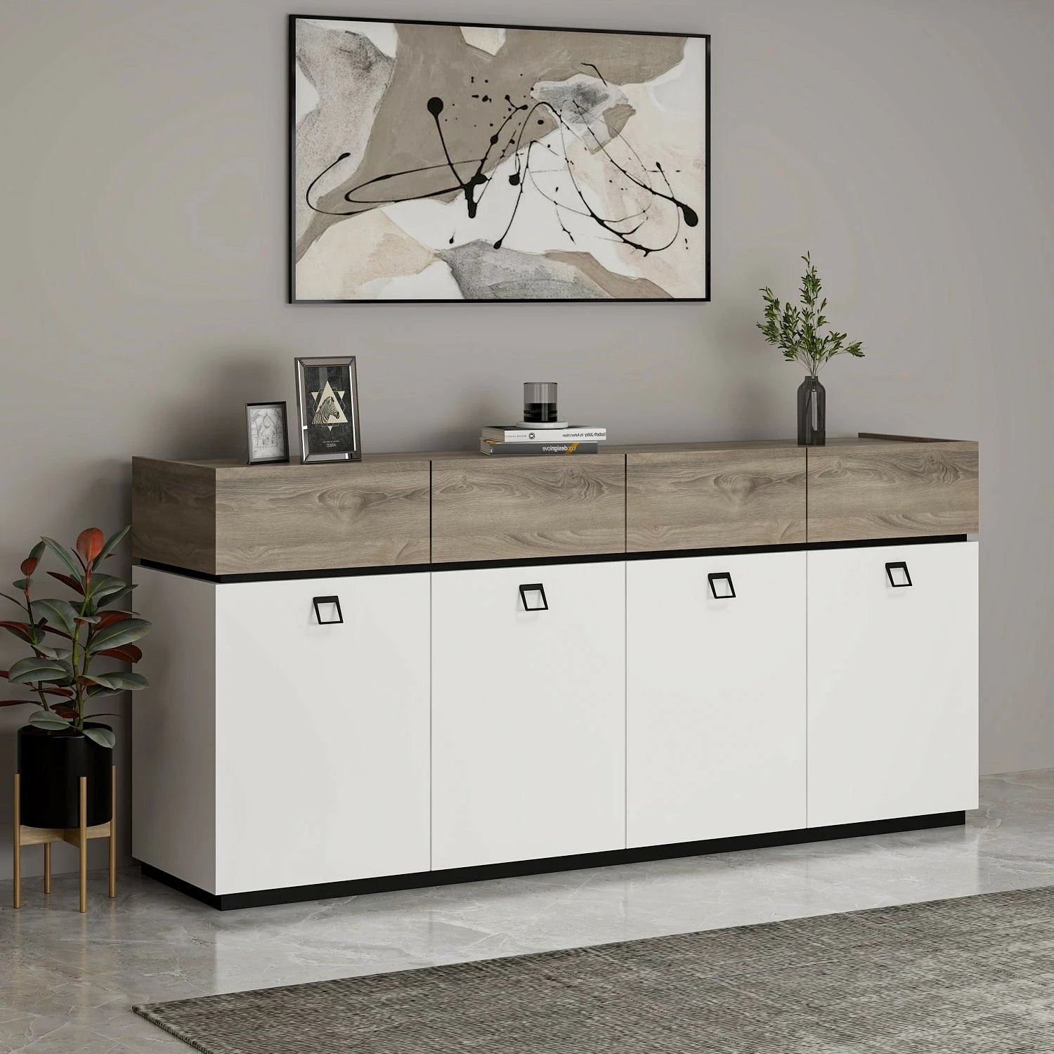 Konsol Skye Decor, Zara, e bardhë, e zezë