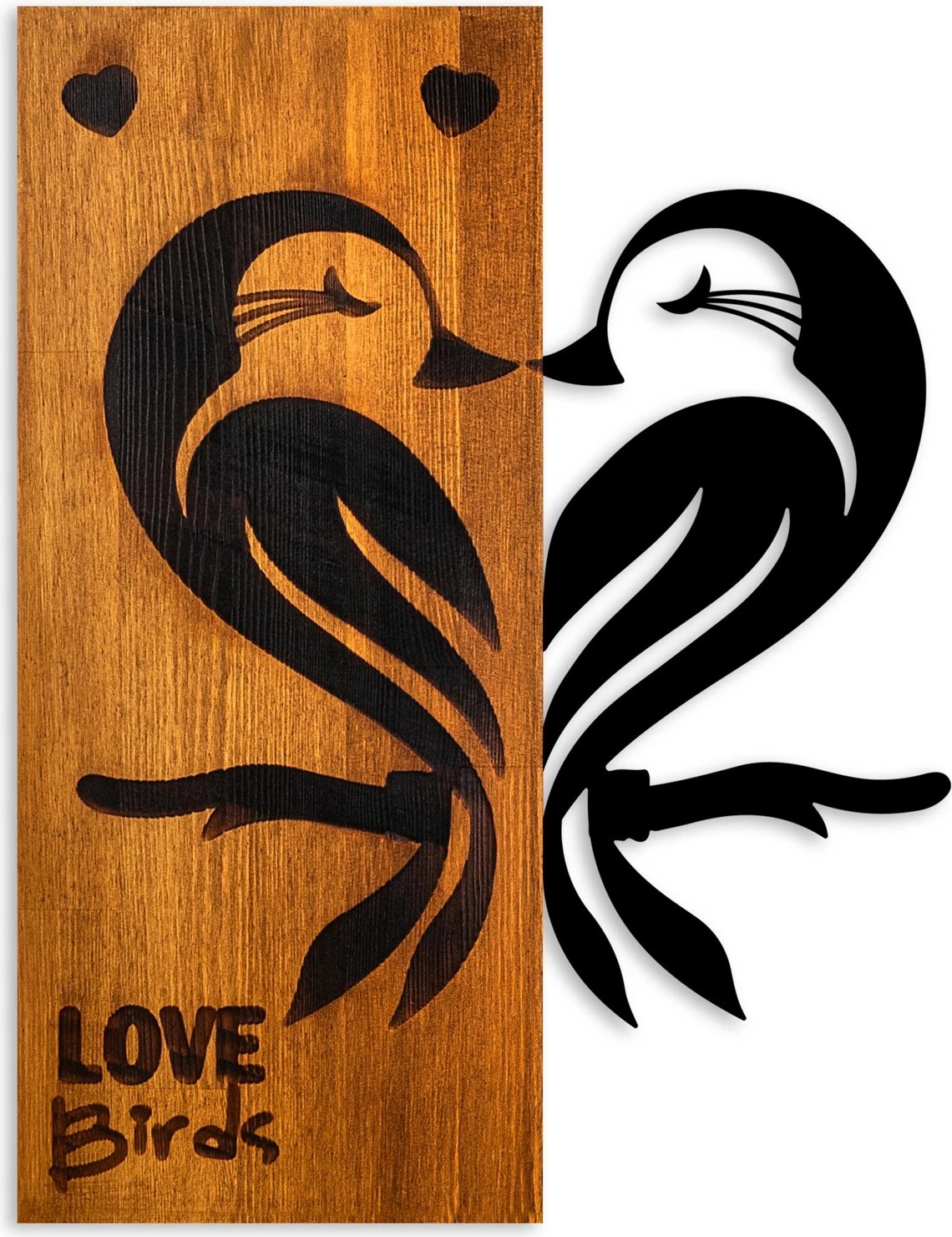 Aksesor dekorativ për mur, dru arre, zogj dashurie, Wallity, Love Birds 5