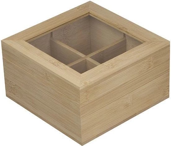 Kuti çaji MACMA me 4 ndarje, Kapak xhami, 15x15x8.4cm