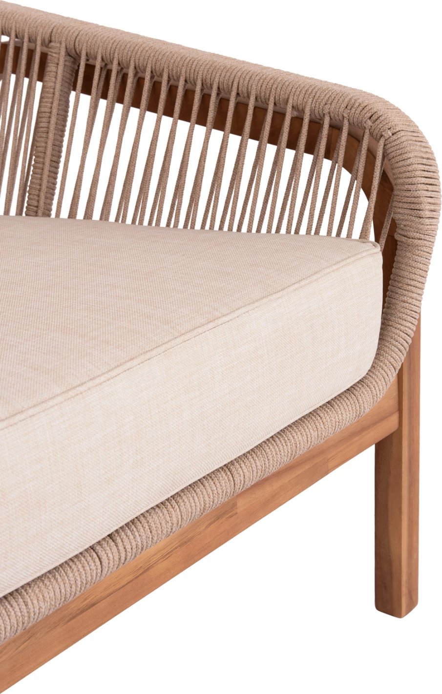 Karrige lounge për jashtë Oasis, dru akacie, alumin & litar, bezhë, 92x80x71.5-82cm