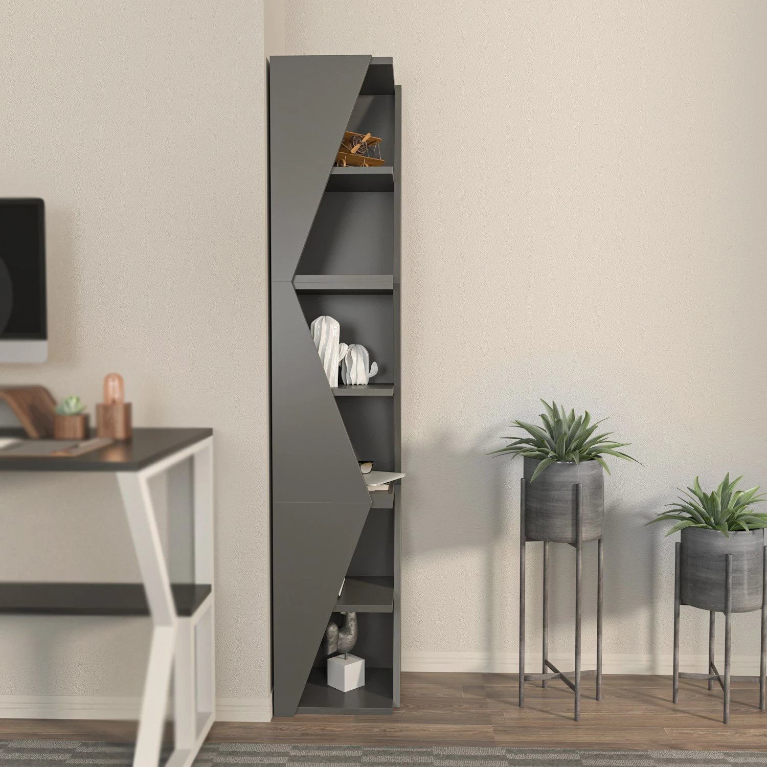 Raft librash Skye Decor, ngjyrë antracit, Arrow