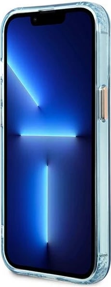 Mbështjellës Guess Gold Outline Translucent MagSafe për iPhone 13 Pro / iPhone 13, Blu
