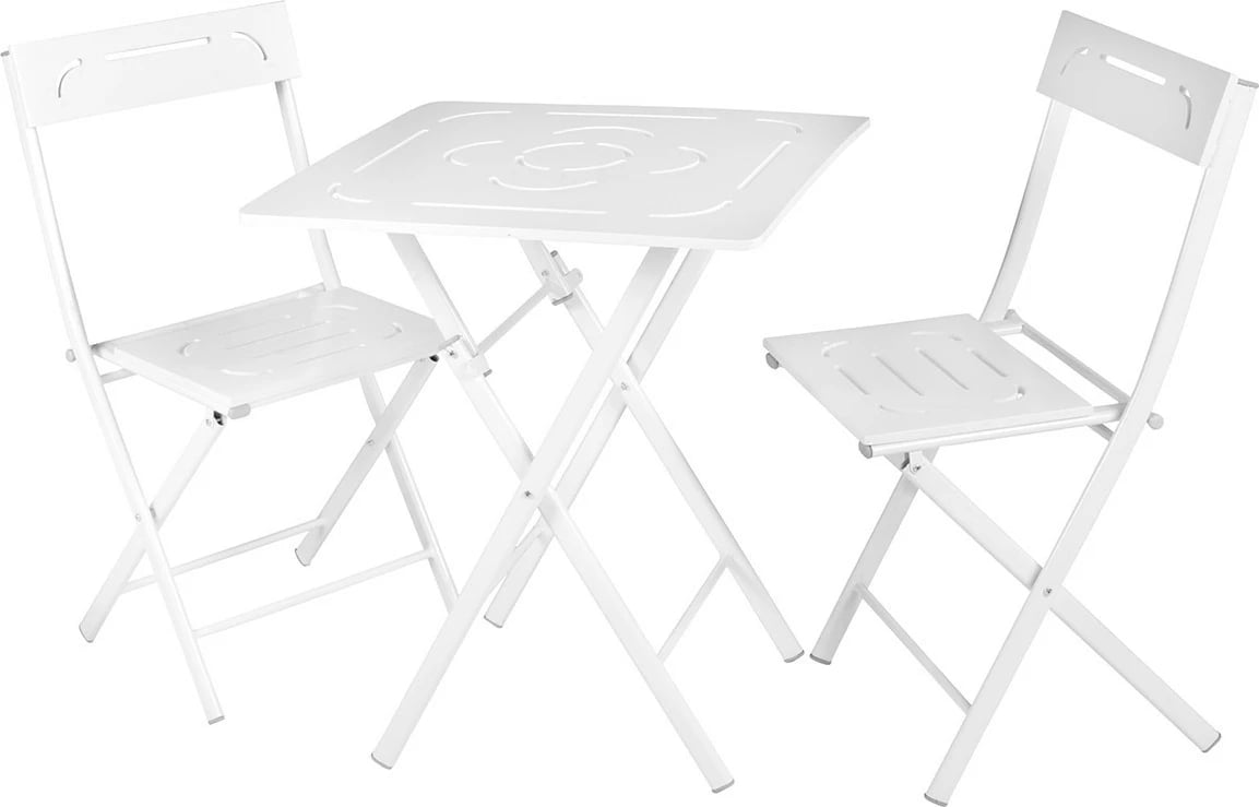 Set tavolinë me karrige për terasë, 3 pjesë, Hanah Home, Bistro Set 2, e bardhë
