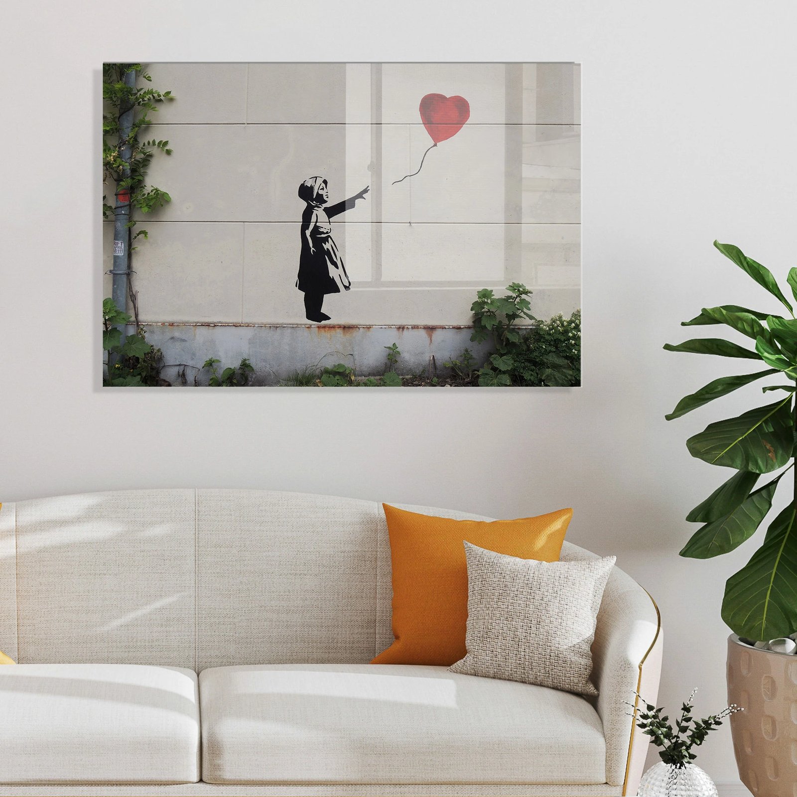 Pikturë dekorative prej xhami të temperuar, Banksy, shumëngjyrëshe, 50x70cm