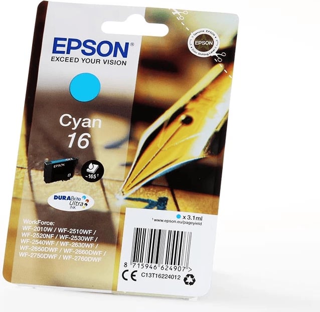 Patron boje, Epson, 16 C13T16224012, 3.1 ml 165 faqe, standard, cian