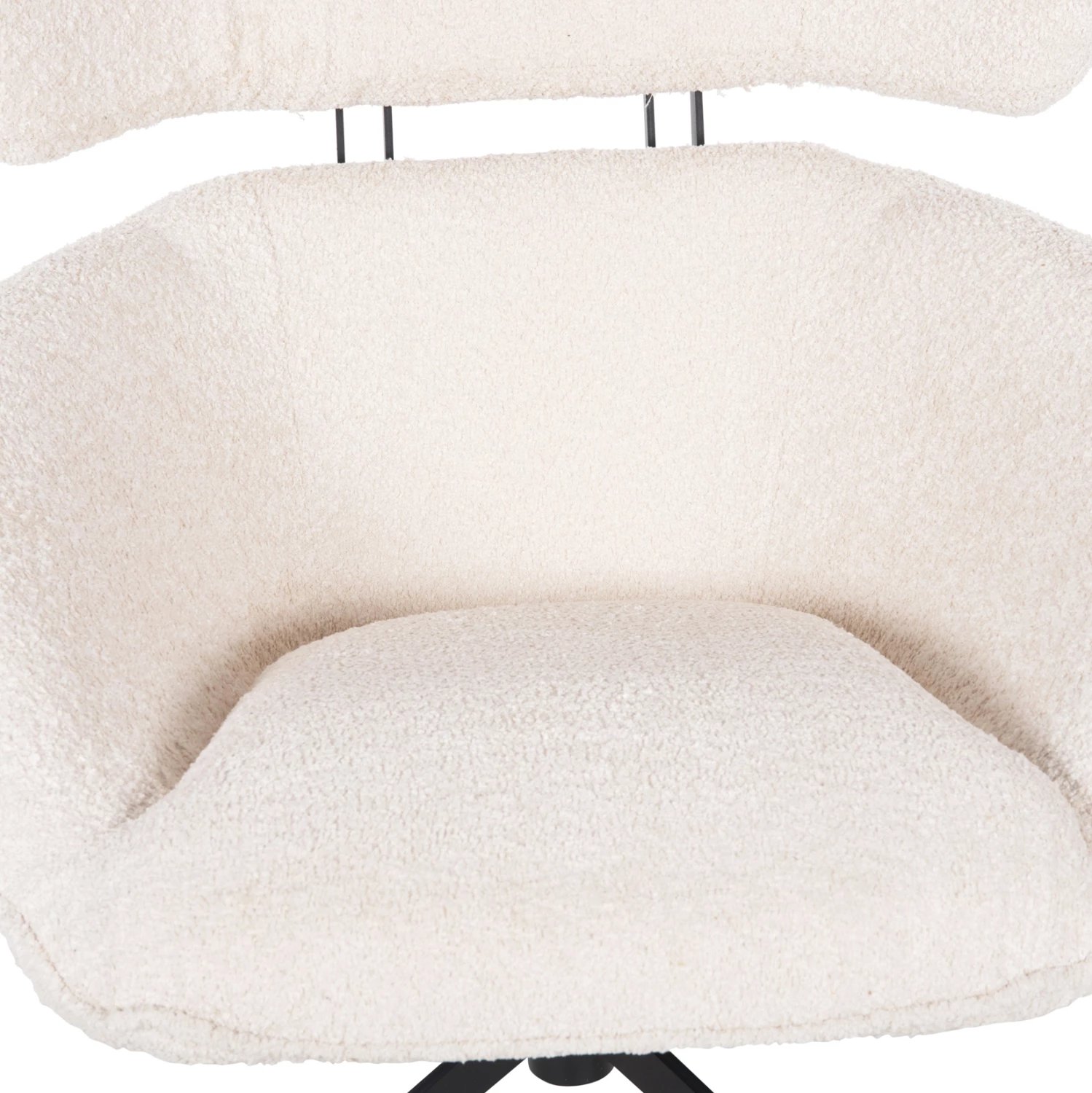 Karrige rrotulluese BRYLL FH9597.06, ngjyrë ecru boucle, bazë metalike e zezë, 86x90x97H cm