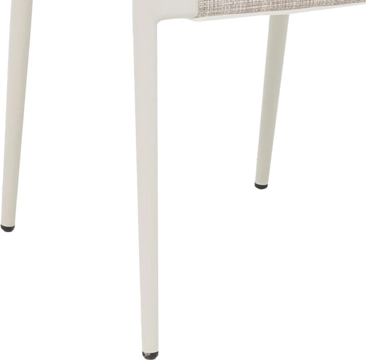 Karrige alumini e grumbullueshme, kornizë e bardhë-tekstilen dhe ratan ngjyrë natyrale, 57x56x78cm