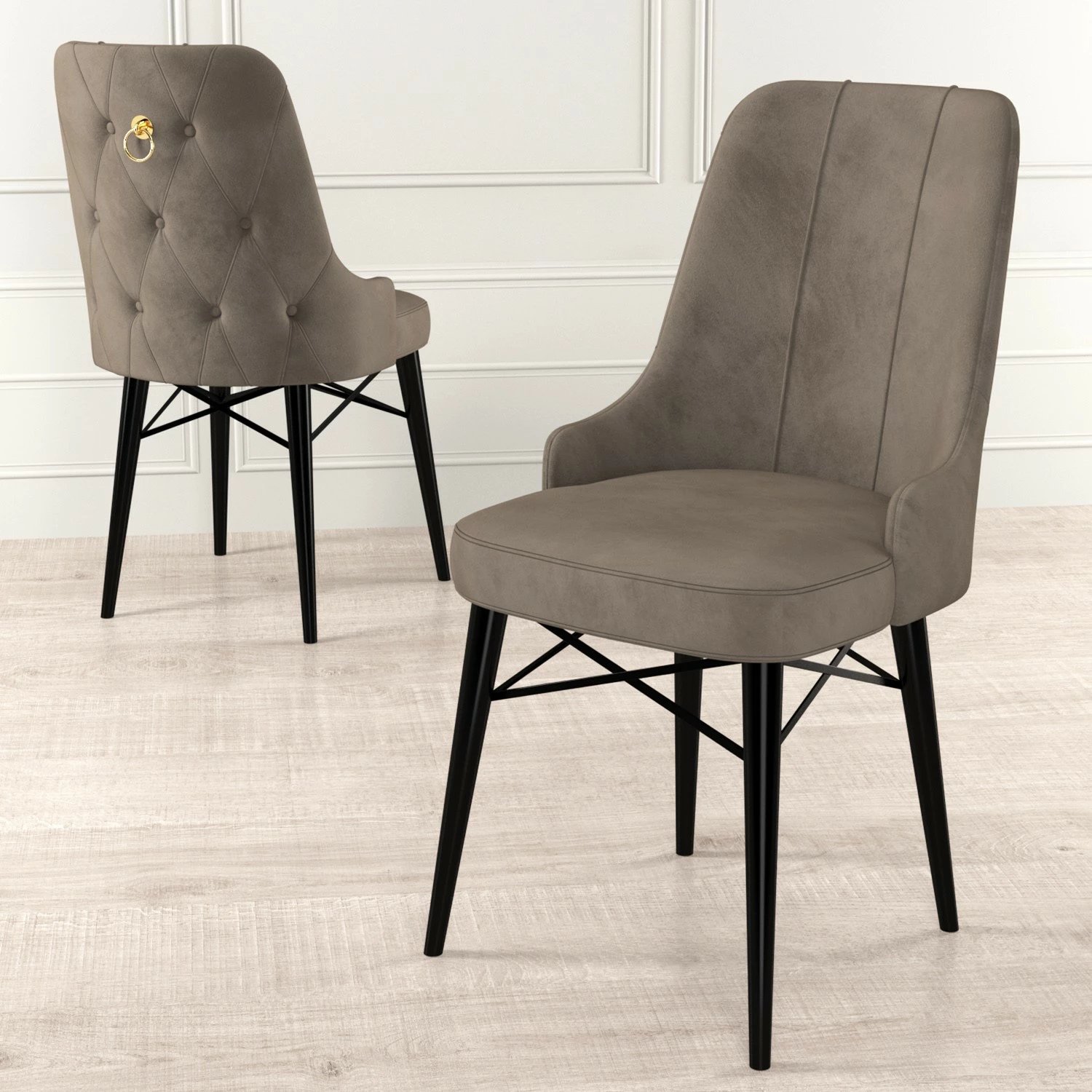 Set karrigesh (4 copë), Hanah Home, Pare, kapuçino, e zezë