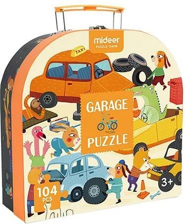 Puzzle Mideer 104 pjesë "My Garage" në valixhe