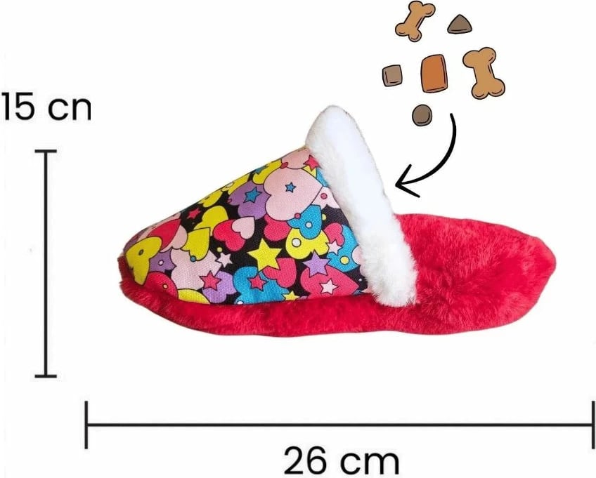 Lodër për qen, Paws & Whiskers, Havhav 1012, pelush, e kuqe dhe e bardhë, 15x26cm