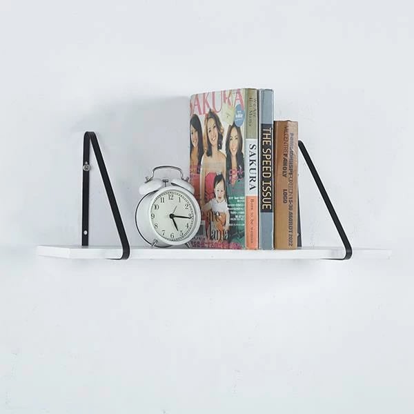 Raft muri NEXT me qoshe metalike të zeza dhe sipërfaqe melamine 70x21xH18cm