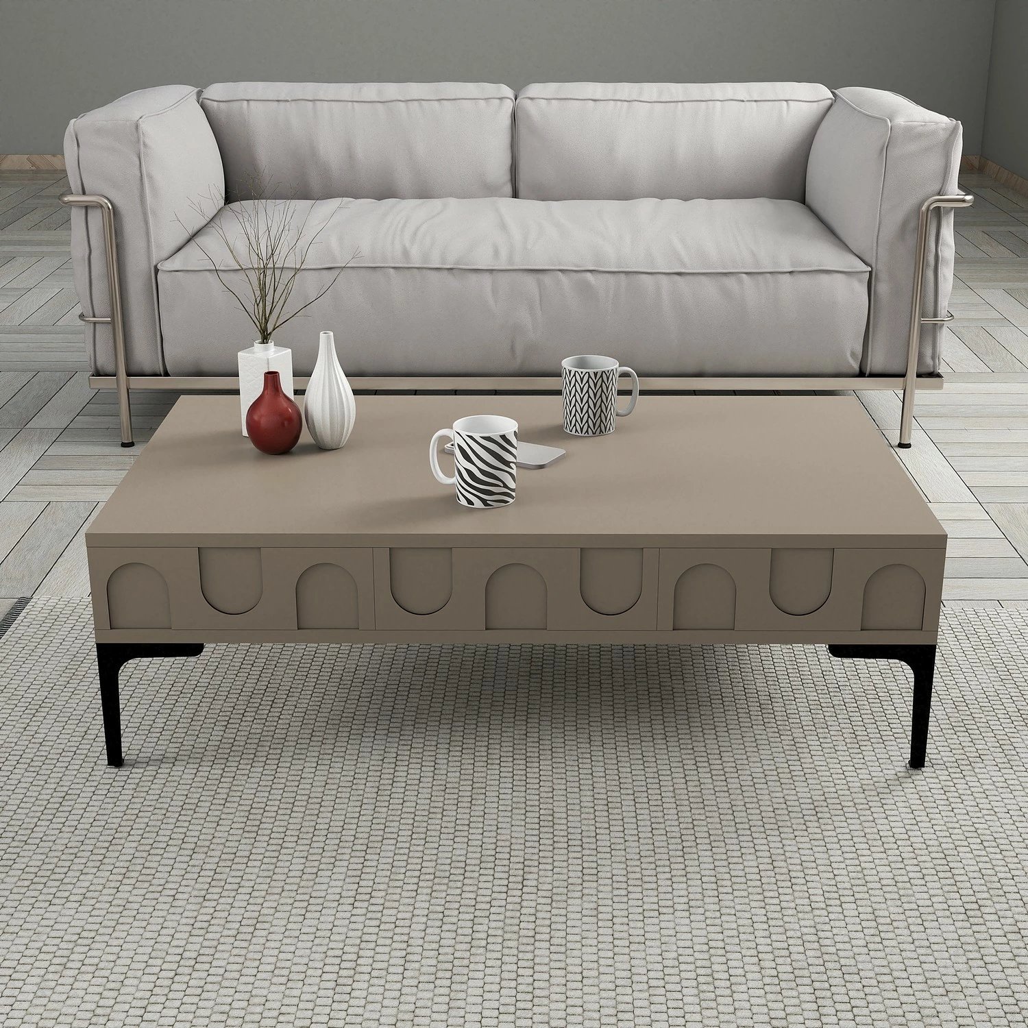 Set mobiljesh për dhomë dite, Skye Decor, Lyon 3 - Atlas, e zezë