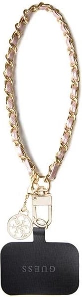 Rrip dore universal për telefon Guess GUOUCHSAMC4P, Saffiano Chain 4G Charm, rozë
