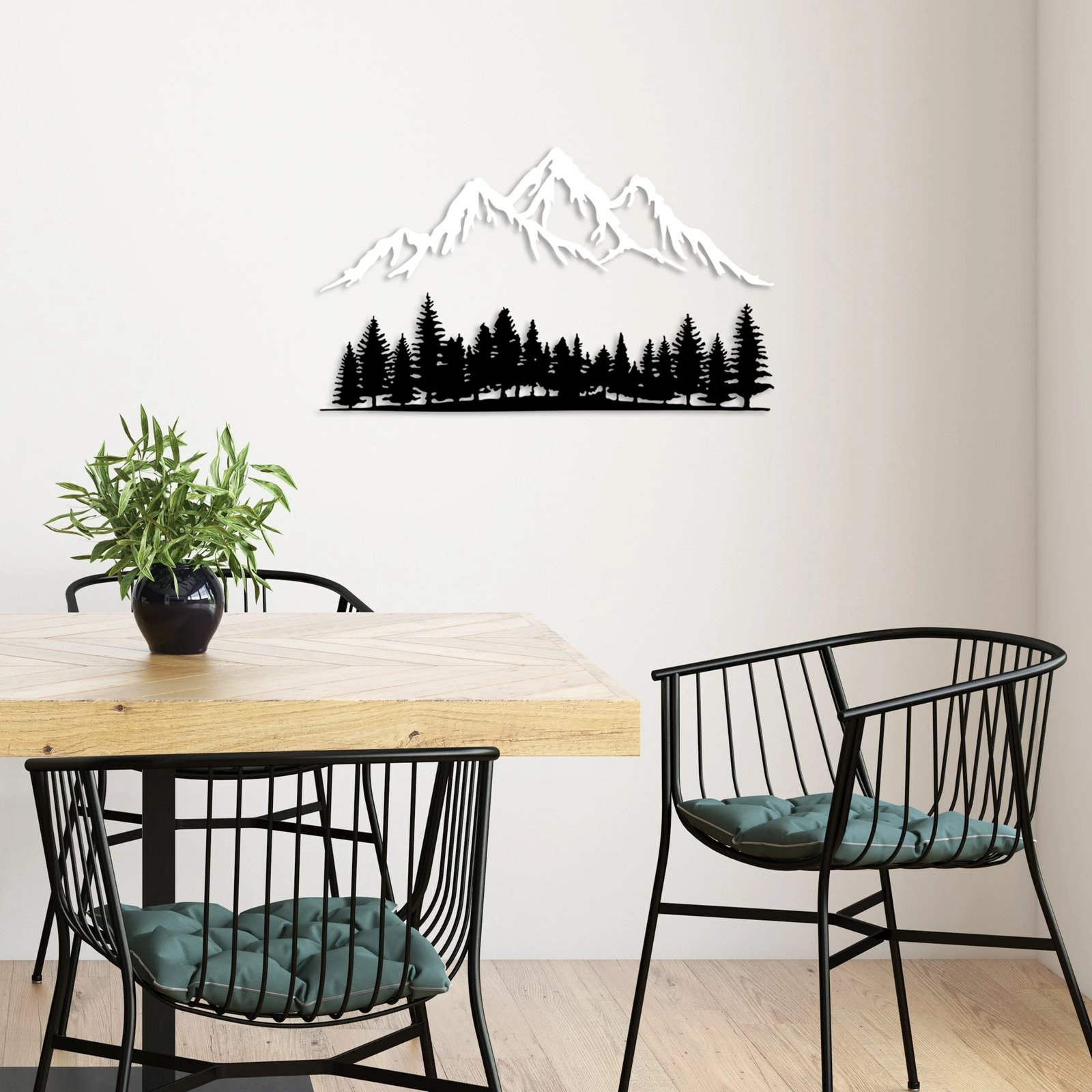 Aksesor dekorativ metalik për mur, natyrë dhe male, Wallity