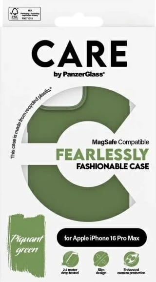 Mbështjellës PanzerGlass CARE për iPhone 16 Pro Max, MagSafe, e gjelbër