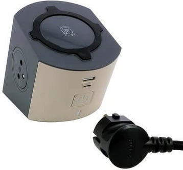 Prizë shumëfunksionale Legrand 049402 me 2 dalje, karikues induktiv Qi, USB Type-A+C, 2m, e zezë