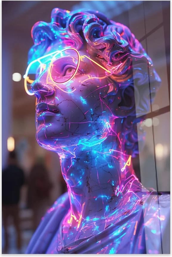 Pikturë dekorative prej xhami të temperuar, shumëngjyrëshe, Wallity Hhlneon0016, 70x100cm