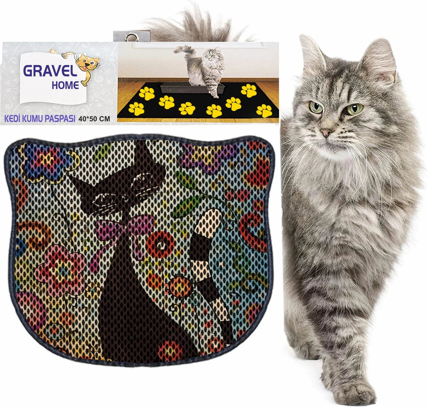 Tapet për rërë mace, shumëngjyrësh, Paws & Whiskers, Kdkafa0110, 40x50cm