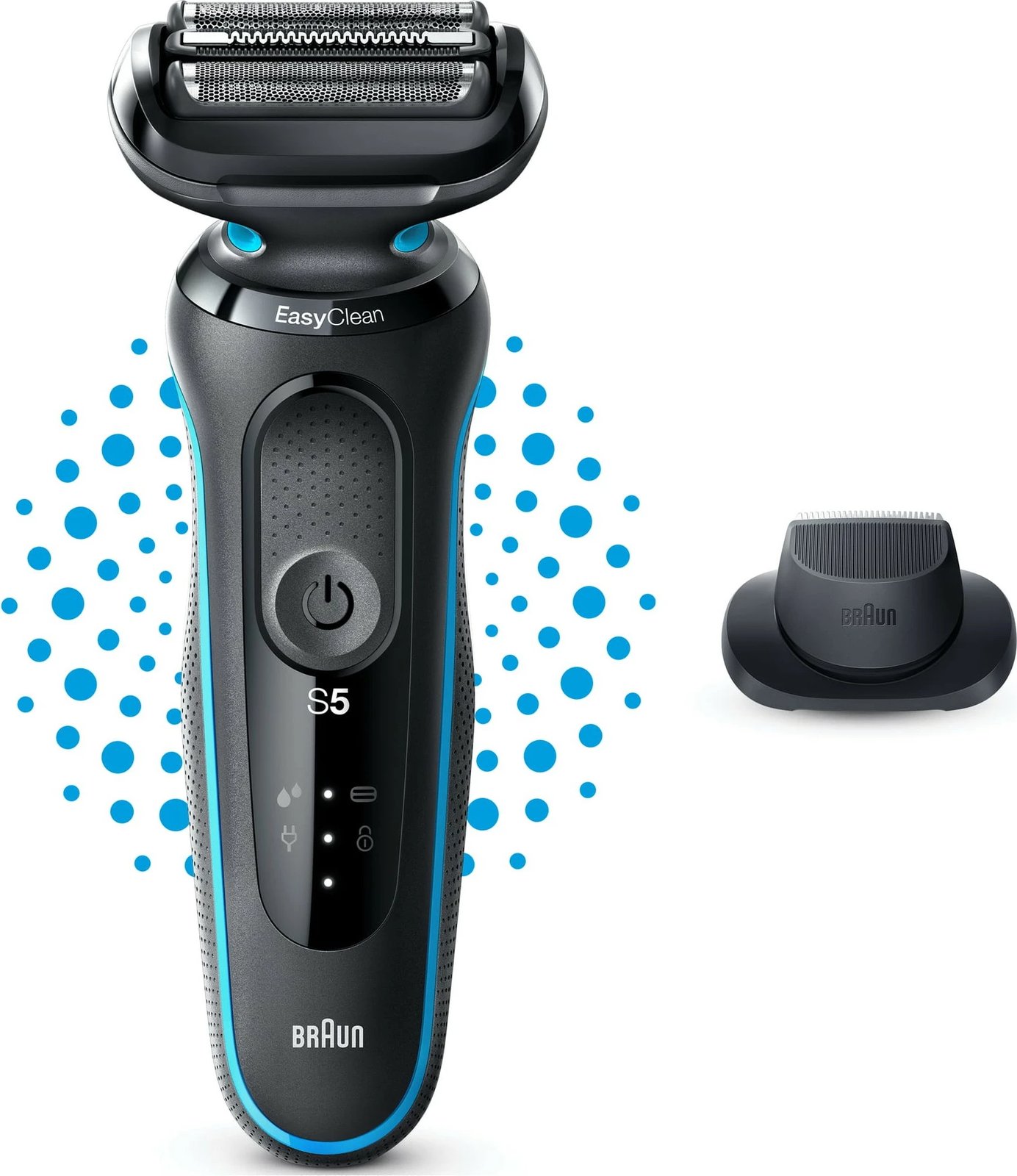 Makinë rroje Braun Series 5 51-M1200s, Foil shaver, AutoSense, Butona, Bateri, E zezë, Blu