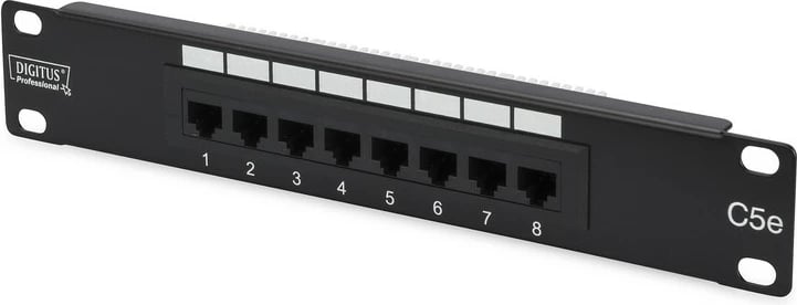 Patch panel Digitus DN-91508U, 8 porta, CAT 5e, 10", 1U, e zezë