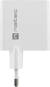 Karikues muri Natec Ribera GaN, 65W, 1x USB-A + 1x USB-C, Bardhë