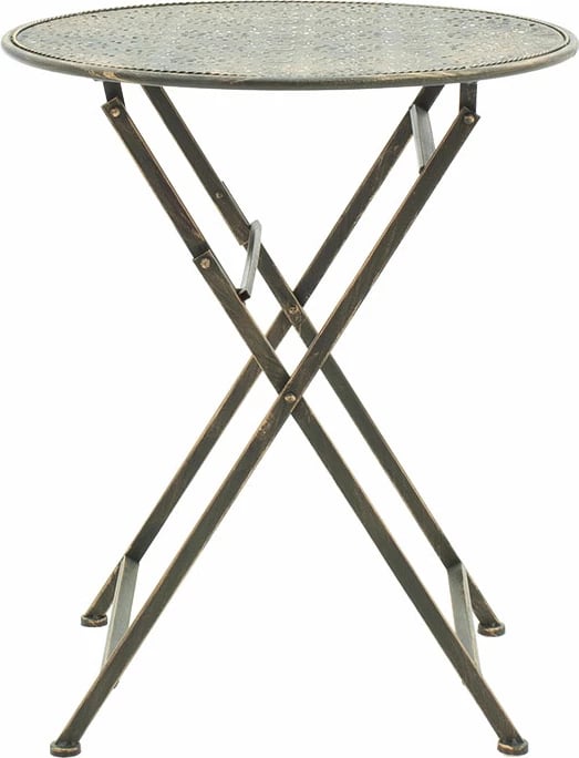 Set tavoline me karrige Drill 3 copë, ngjyrë bakri antike, metal