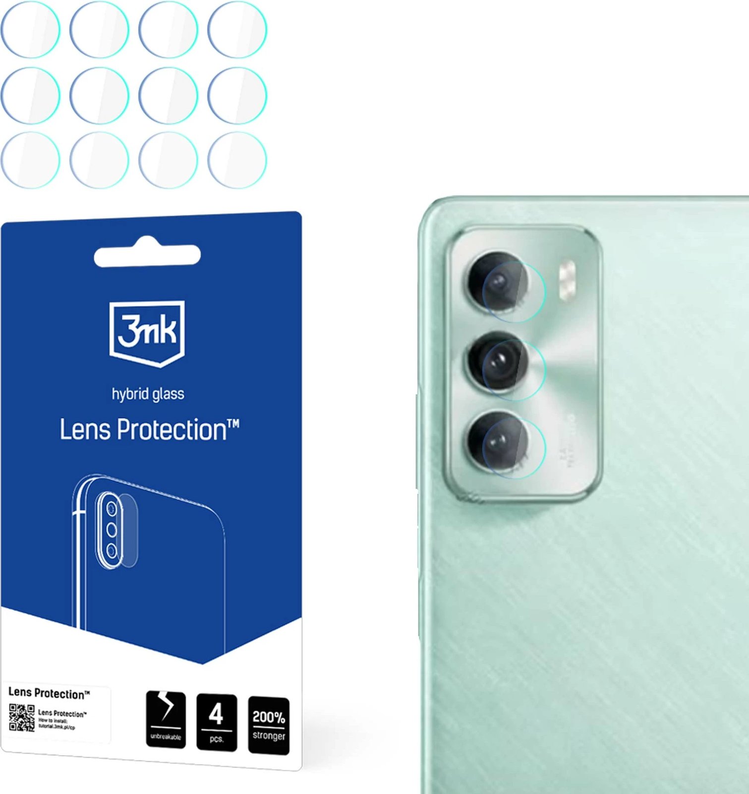 Mbrojtës xhami për kamerë 3mk Protection për Oppo Reno 12 Pro, Transparent