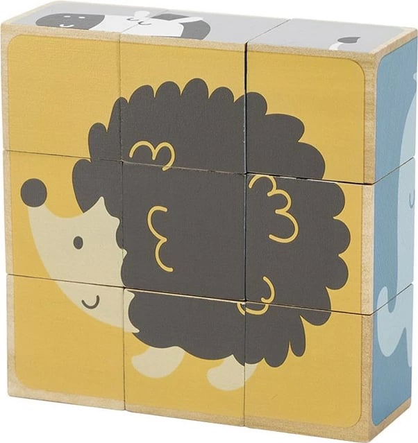 Puzzle me kuba druri, Viga, 9 pjesë kafshë, multingjyrëshe