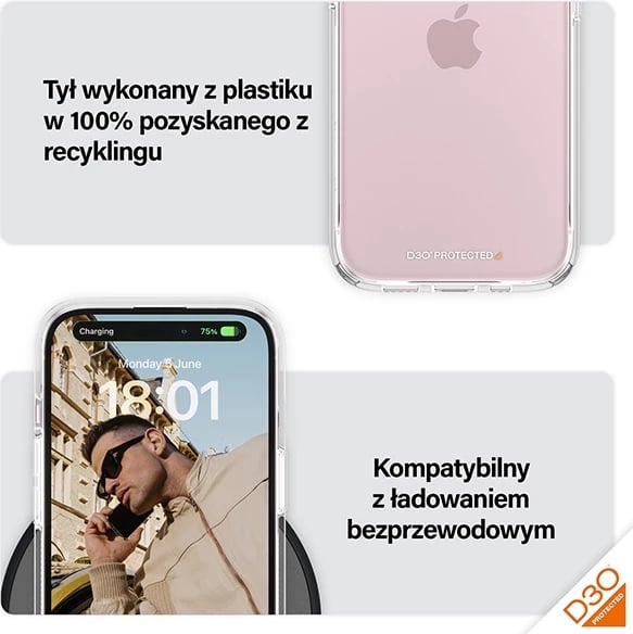 Mbështjellës PanzerGlass HardCase me D3O për iPhone 15/14/13, Transparent