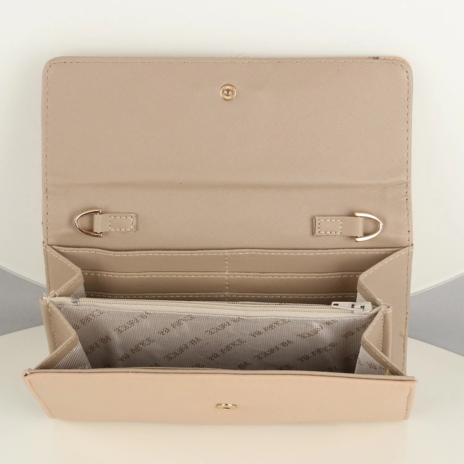 Kuletë crossbody prej lëkure, ngjyrë bezhë, zinxhir 118cm, Zoozie Bags 1449