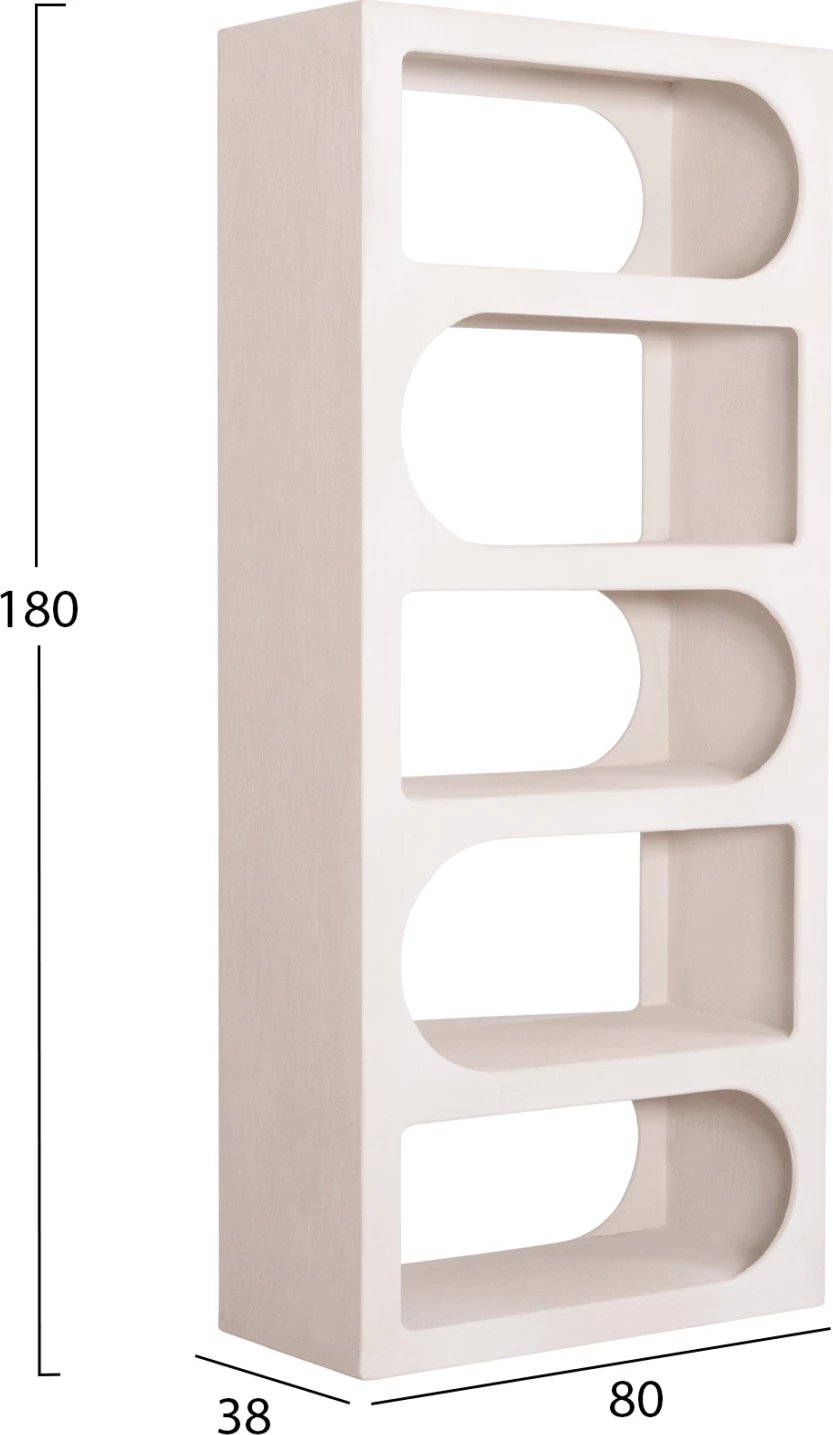 Raft librash SANTORINI FH18062 MDF ngjyrë e bardhë 80x38x180H cm.