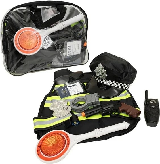 Set kostum polici për fëmijë ASKATO 127446 me aksesorë, i zi/gri/bardhë