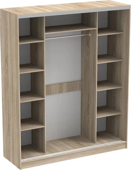 Dollap me dy dyer rrëshqitëse, pasqyrë, ngjyrë sonoma, 180x60x220cm