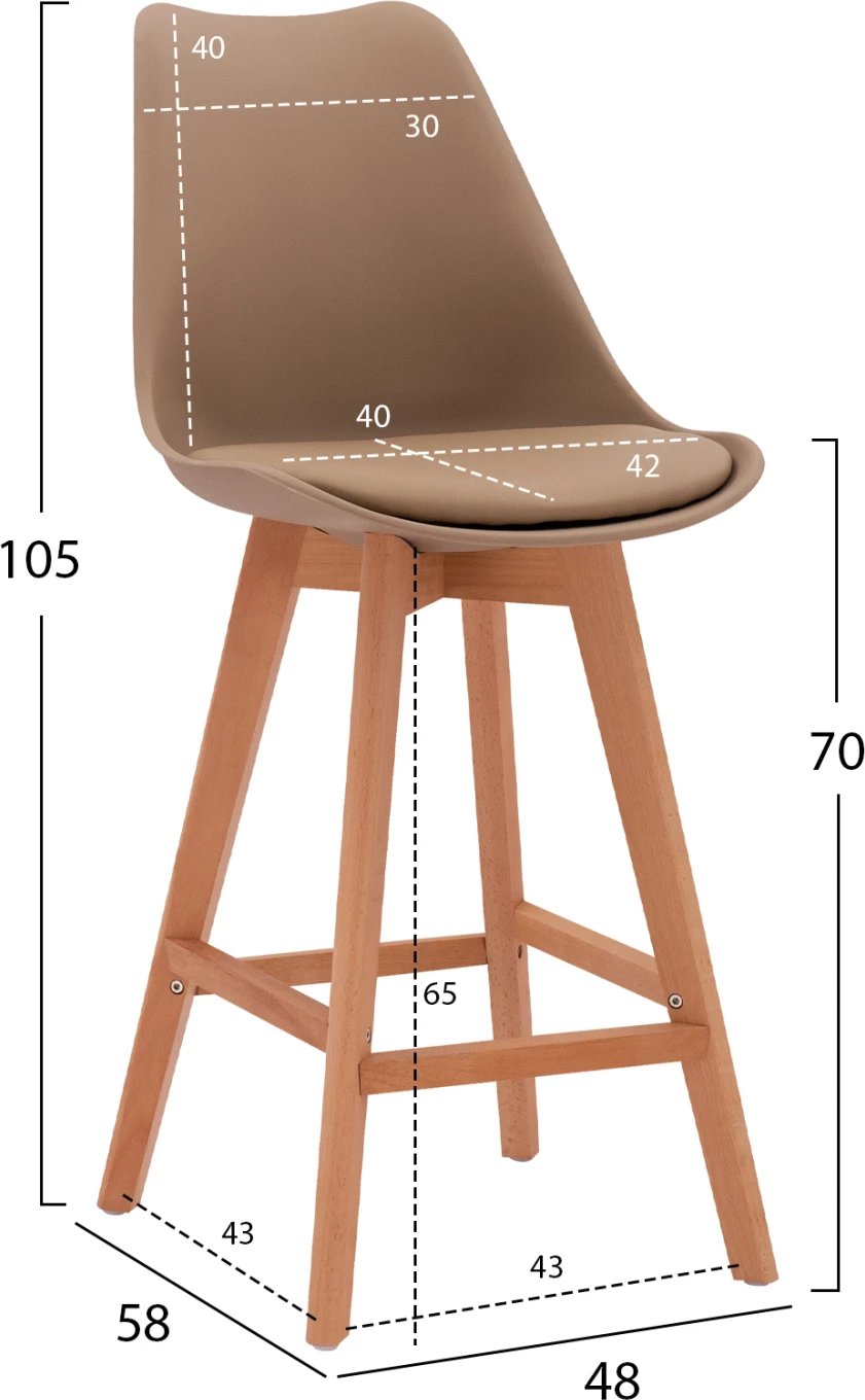 Karrige për bar Vegas FH8000.45 ngjyrë kapuçino 48x58x105 cm, set prej 4 copash