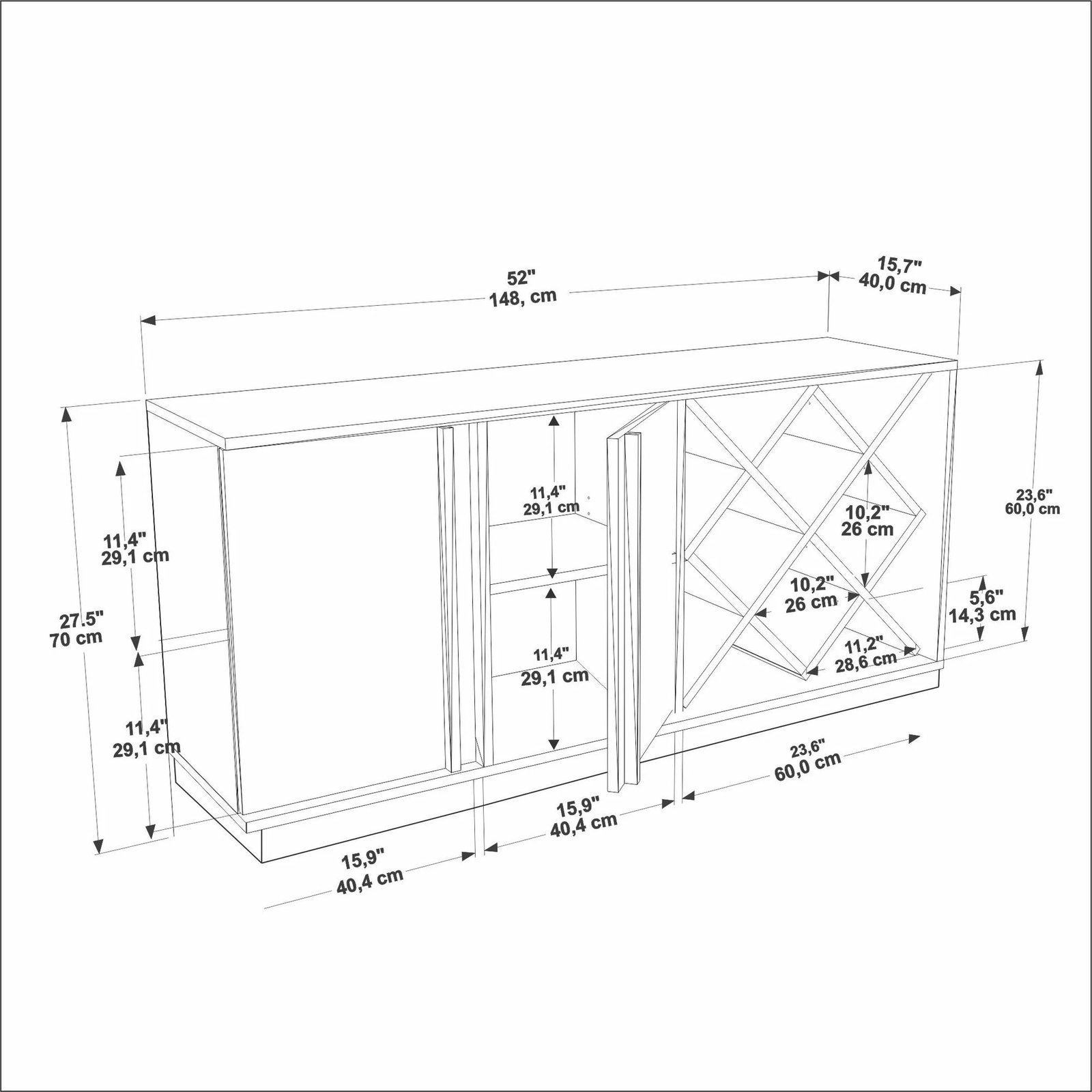 Bufe Skye Decor, ngjyrë arr dhe e zezë, Luna