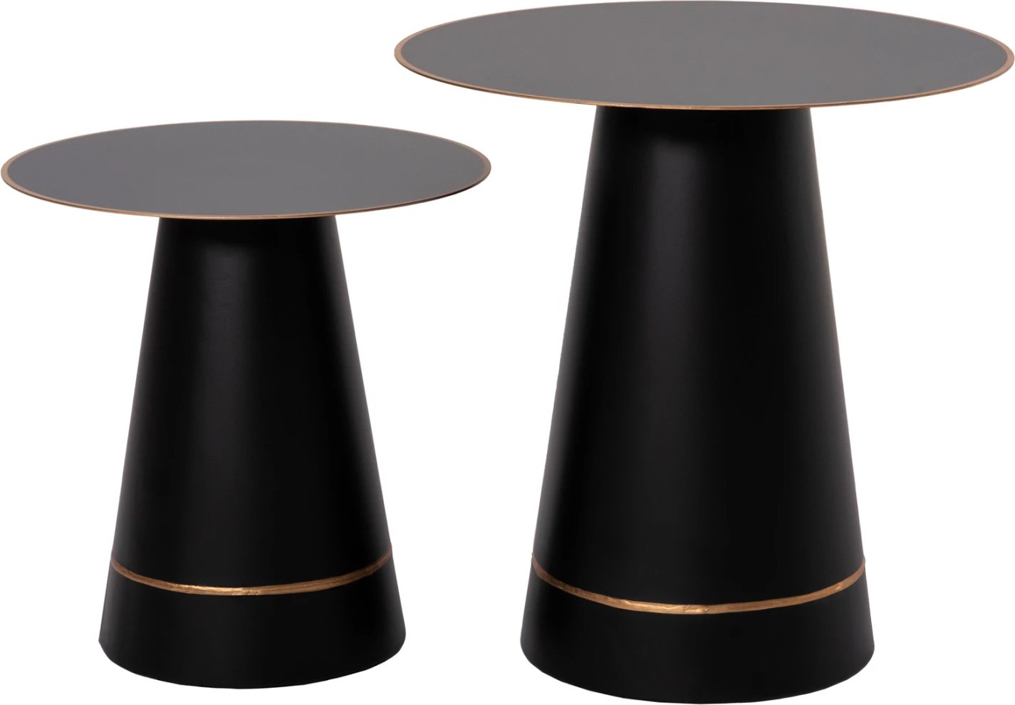 Tavolina kafeje 2 copë BALLI FH9996 rrethore metalike në të zezë Φ50 & Φ40 cm.